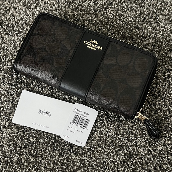 Coach Black and Brown Monogram Signature Wallet - Picture 1 of 5